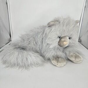 Fiesta Concession Lying Cat White Gray Plush Blue Eyes 12" 1991 Vtg America Wego